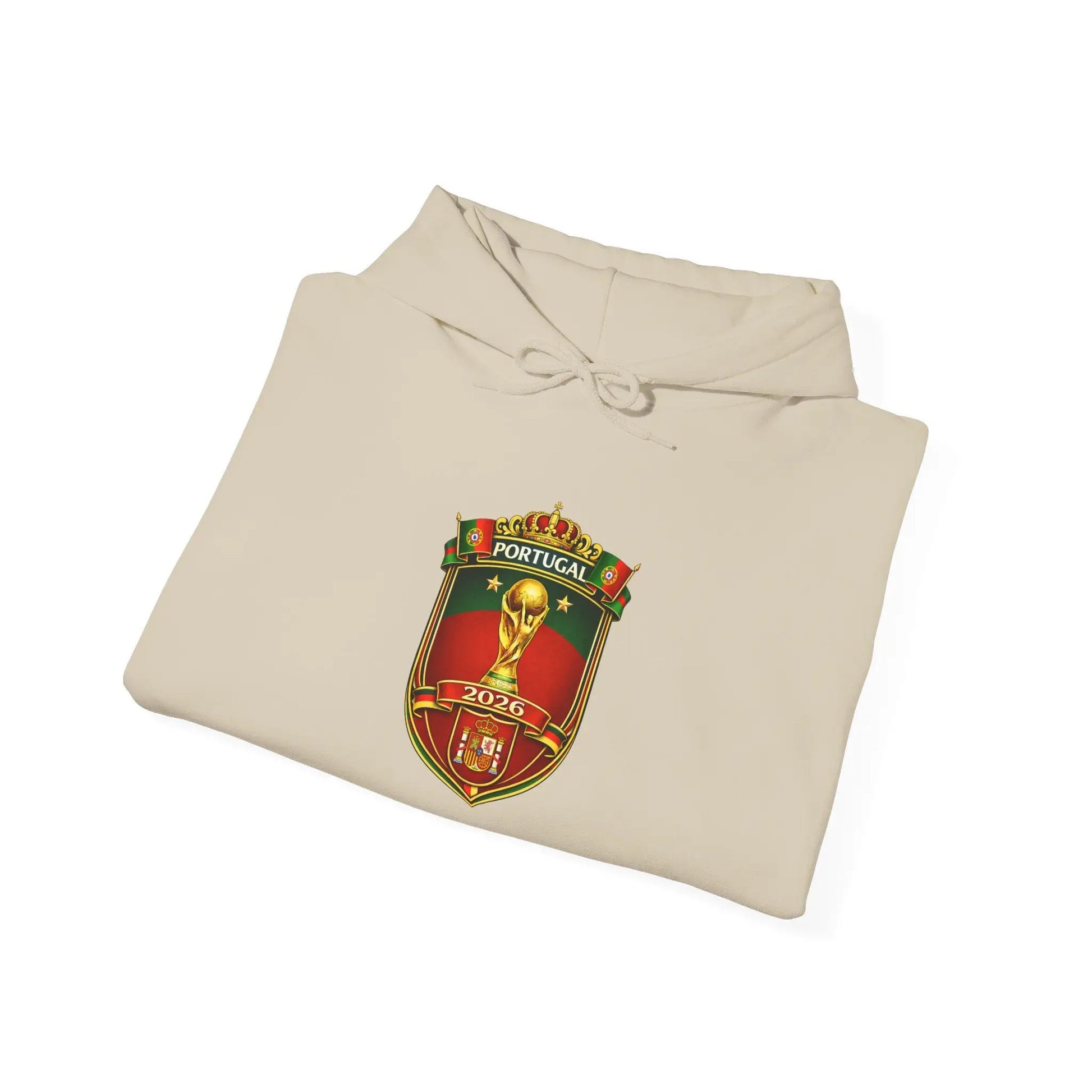 Portugal Football Crest Hoodie — Retro Soccer Emblem Sweatshirt by Printify
