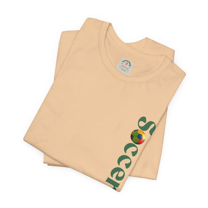 SoccerSnug Vertical Logo Tee Casual Soccer Fan Shirt by Printify