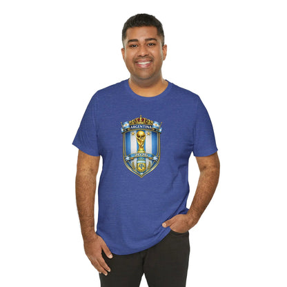 Argentina World Cup Trophy Shield Tee Soccer Fan Jersey by Printify