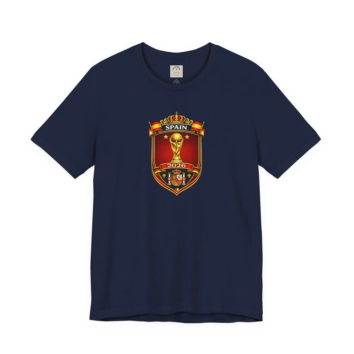 Spain World Cup Crest T‑Shirt — Soccer Fan Jersey Tee by Printify