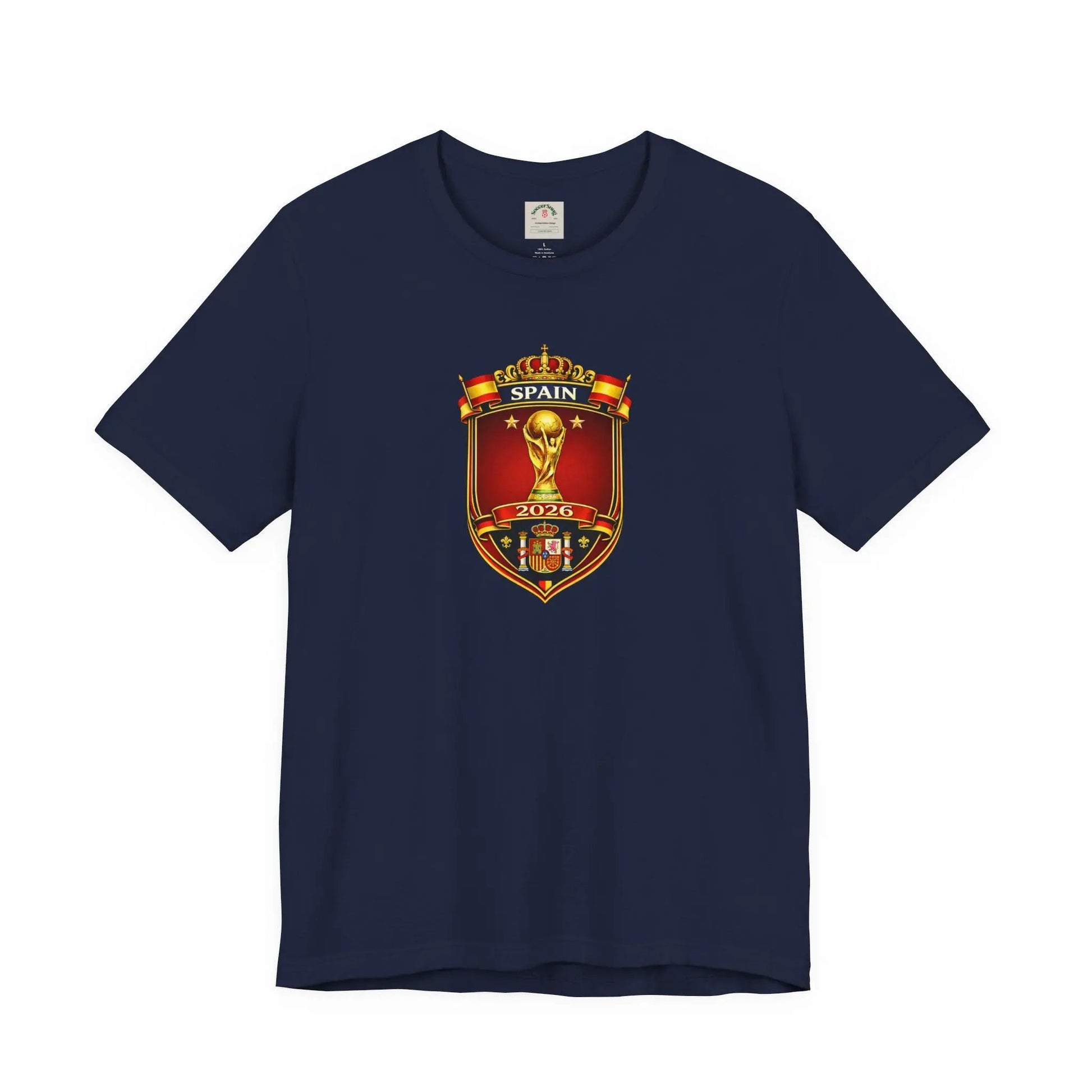Spain World Cup Crest T‑Shirt — Soccer Fan Jersey Tee by Printify
