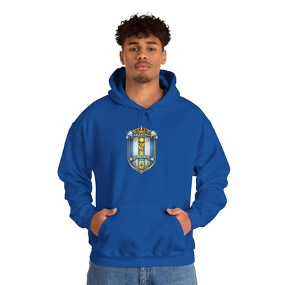 Soccer Trophy Crest Hoodie - Champion Shield Football Pullover by Printify