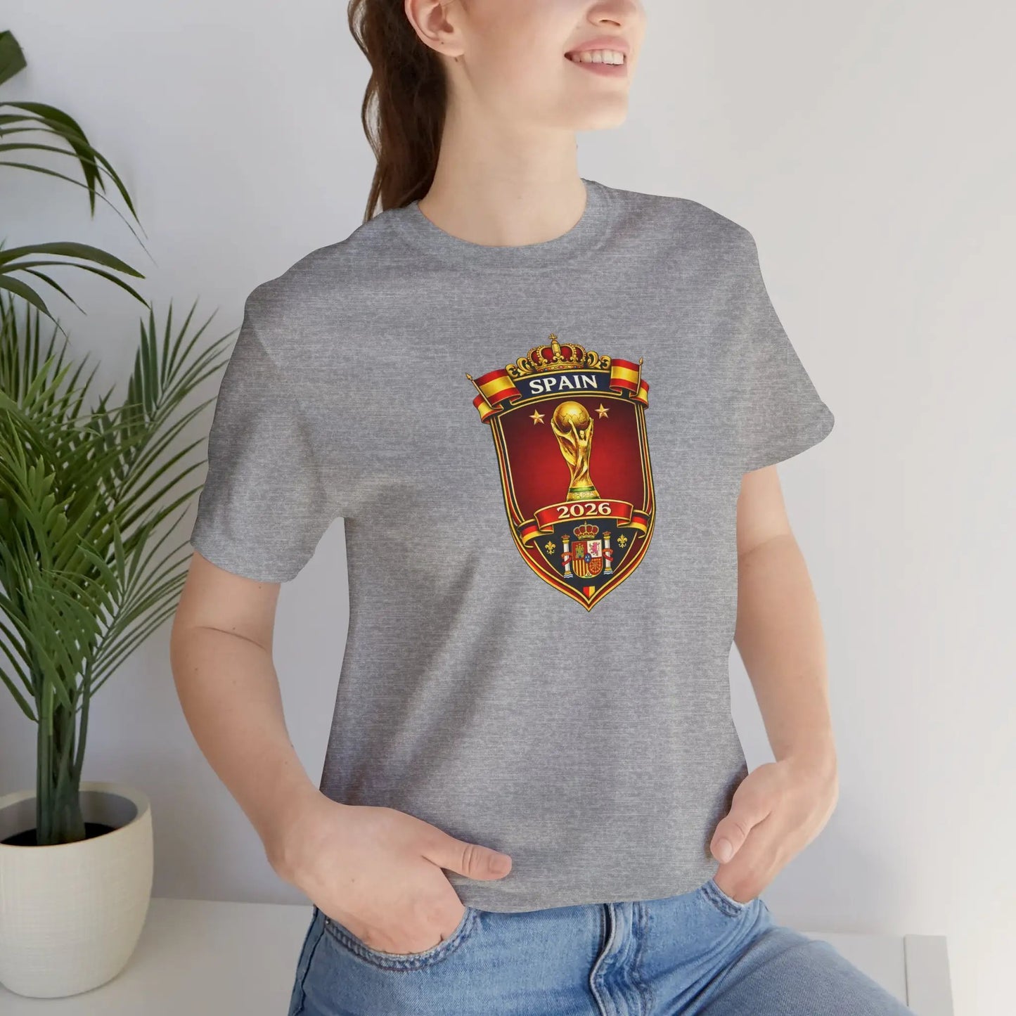Spain World Cup Crest T‑Shirt — Soccer Fan Jersey Tee by Printify