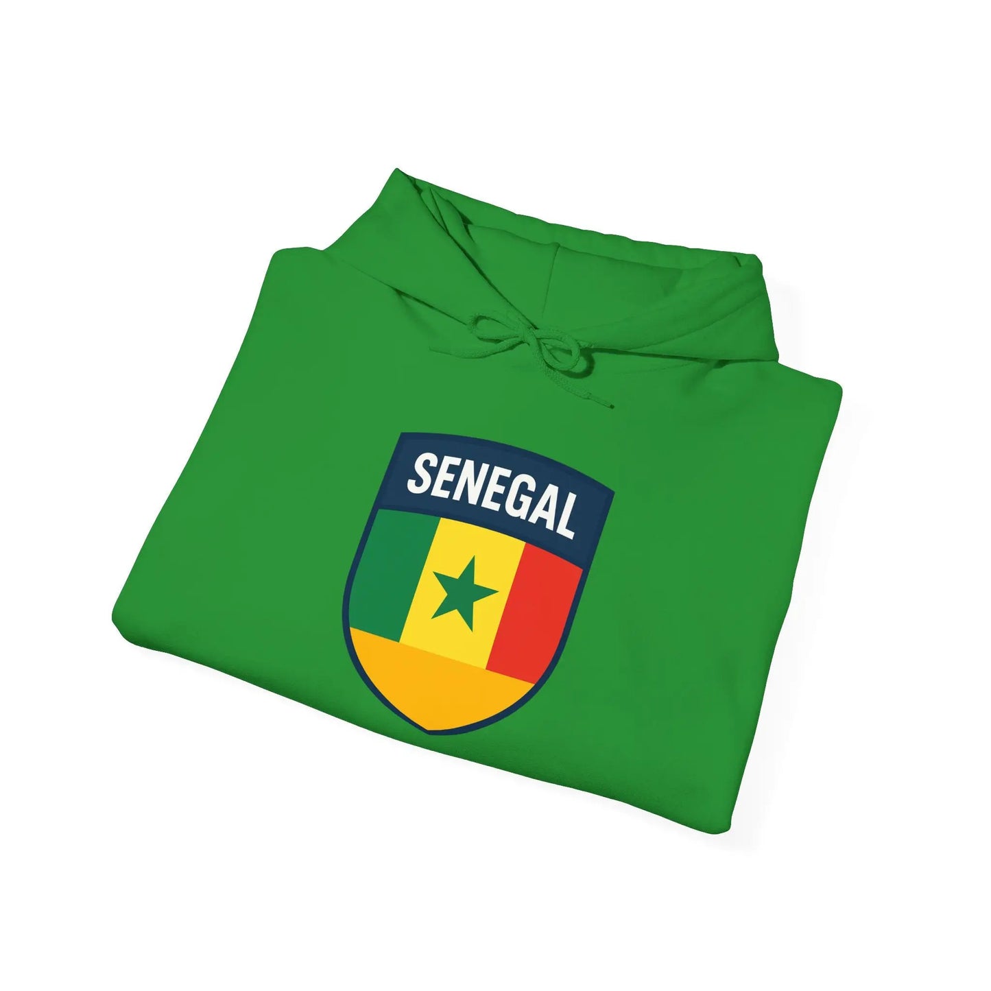 Senegal Flag Crest Hoodie With Shield Emblem For Fans And Travelers by Printify