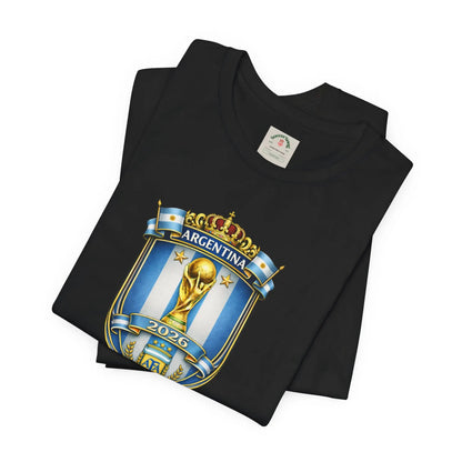 Argentina World Cup Trophy Shield Tee Soccer Fan Jersey by Printify