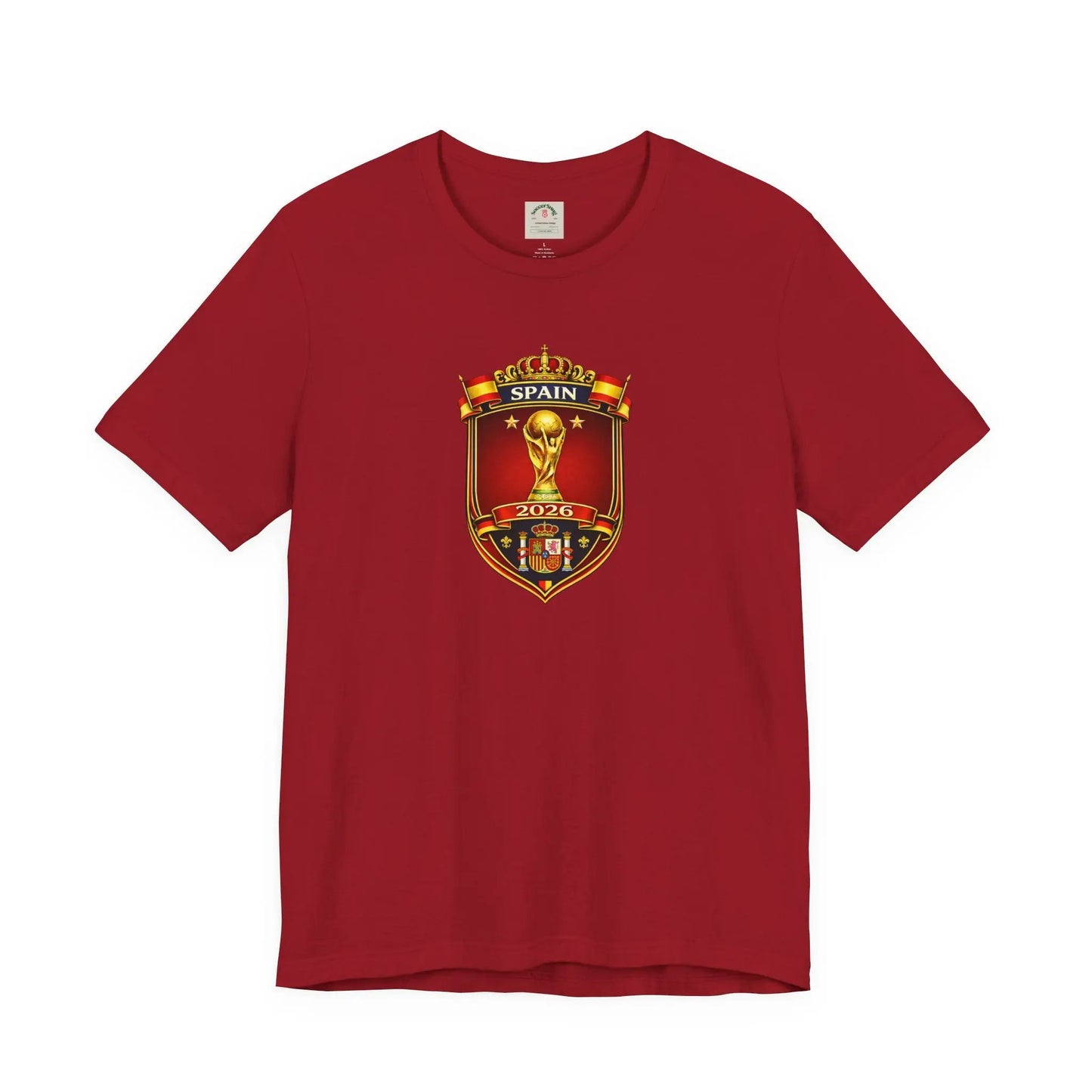 Spain World Cup Crest T‑Shirt — Soccer Fan Jersey Tee by Printify