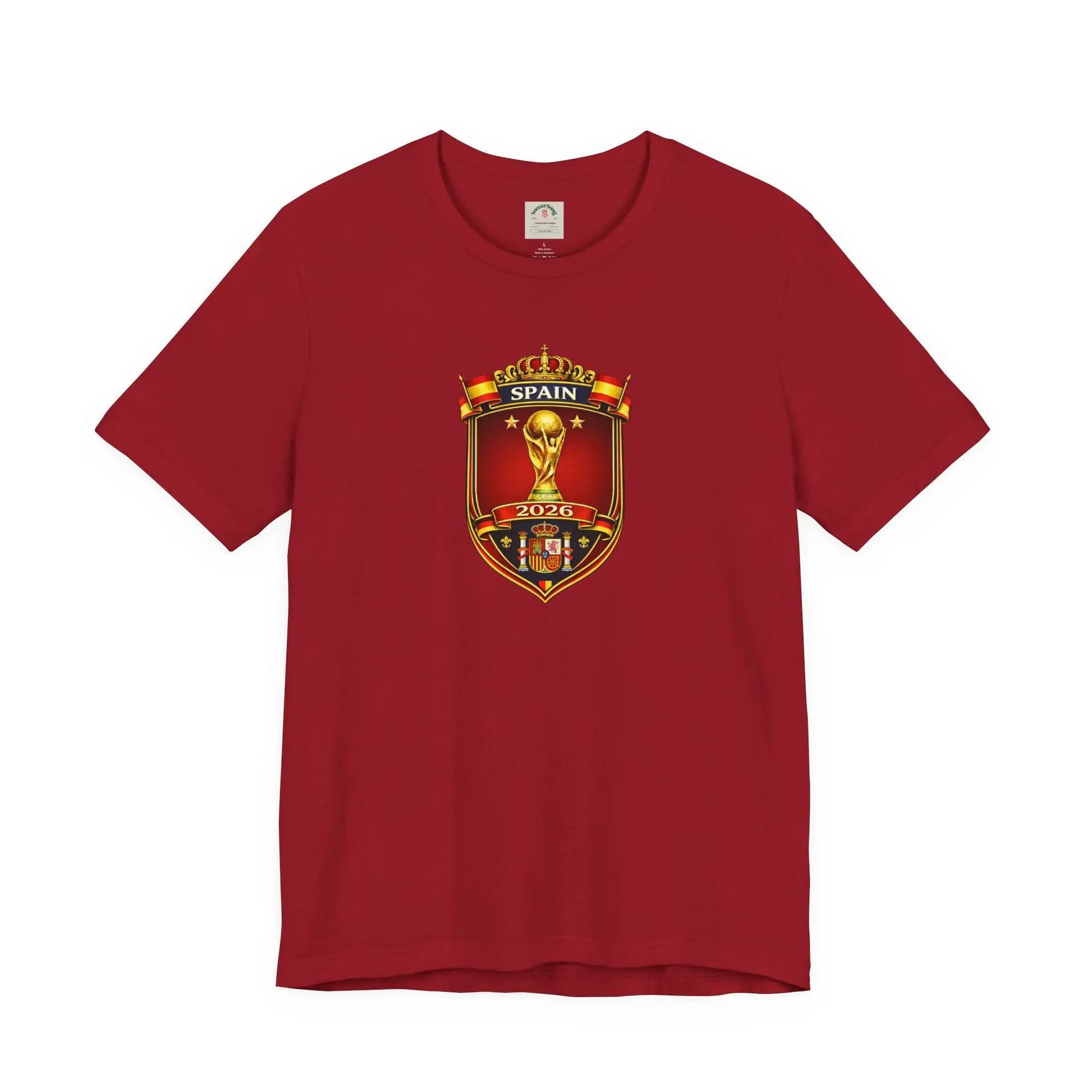 Spain World Cup Crest T‑Shirt — Soccer Fan Jersey Tee by Printify
