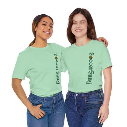 SoccerSnug Vertical Logo Tee Casual Soccer Fan Shirt by Printify