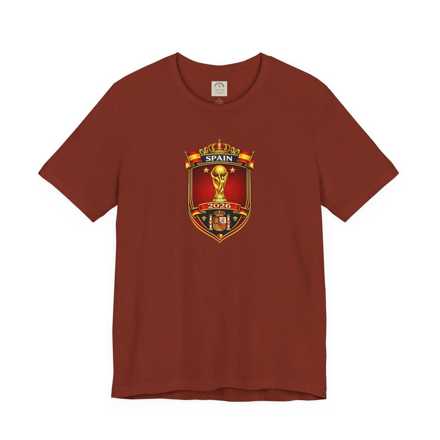 Spain World Cup Crest T‑Shirt — Soccer Fan Jersey Tee by Printify