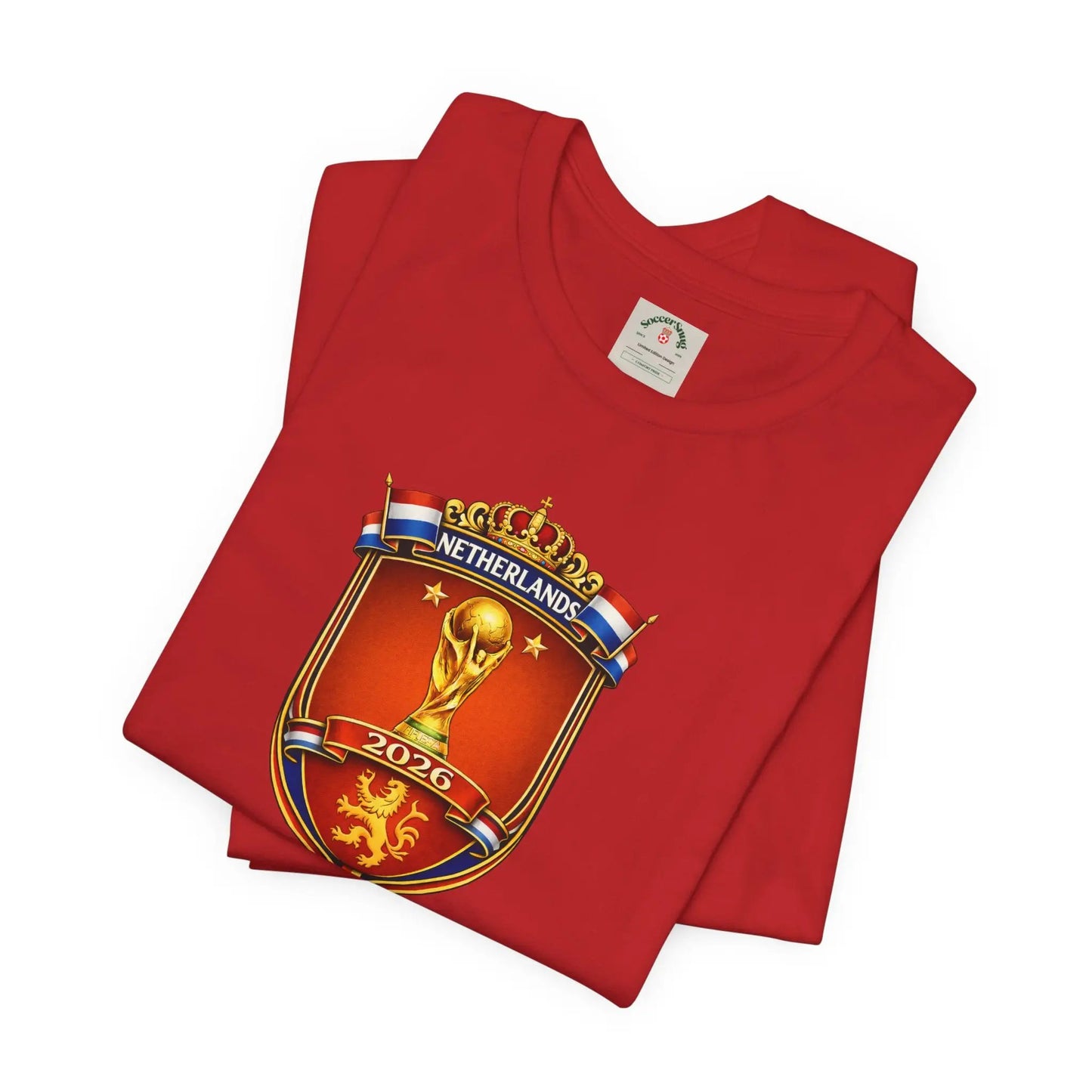 Netherlands World Cup 2026 Soccer Crest Tee Shirt Lions by Printify