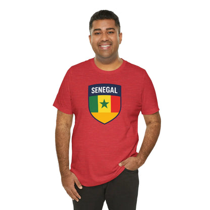 Senegal Flag Shield T Shirt Crest Tee For Fans Pride Soft Breathable by Printify