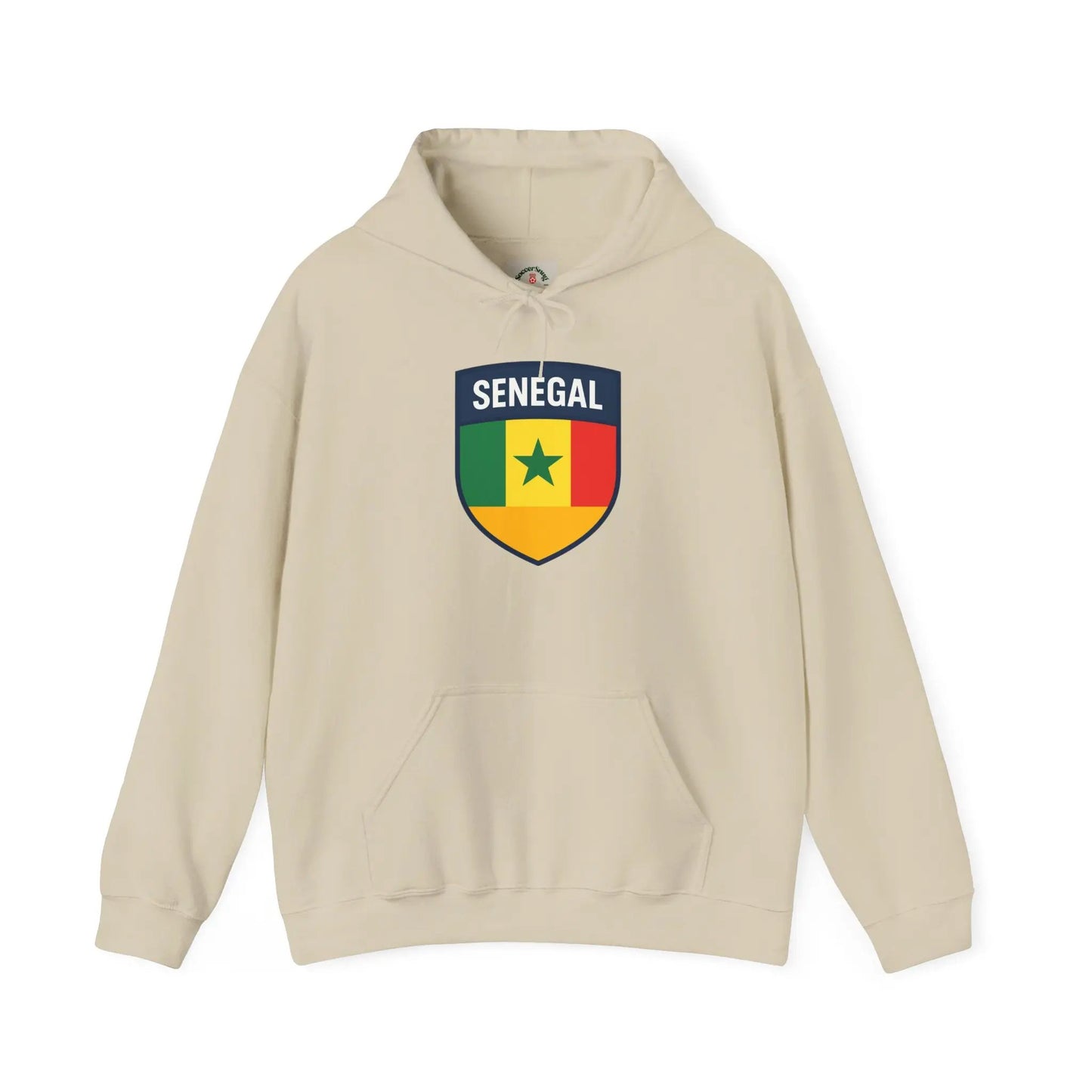 Senegal Flag Crest Hoodie With Shield Emblem For Fans And Travelers by Printify