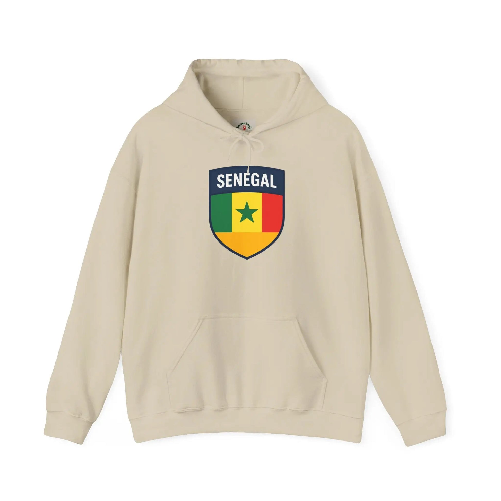 Senegal Flag Crest Hoodie With Shield Emblem For Fans And Travelers by Printify