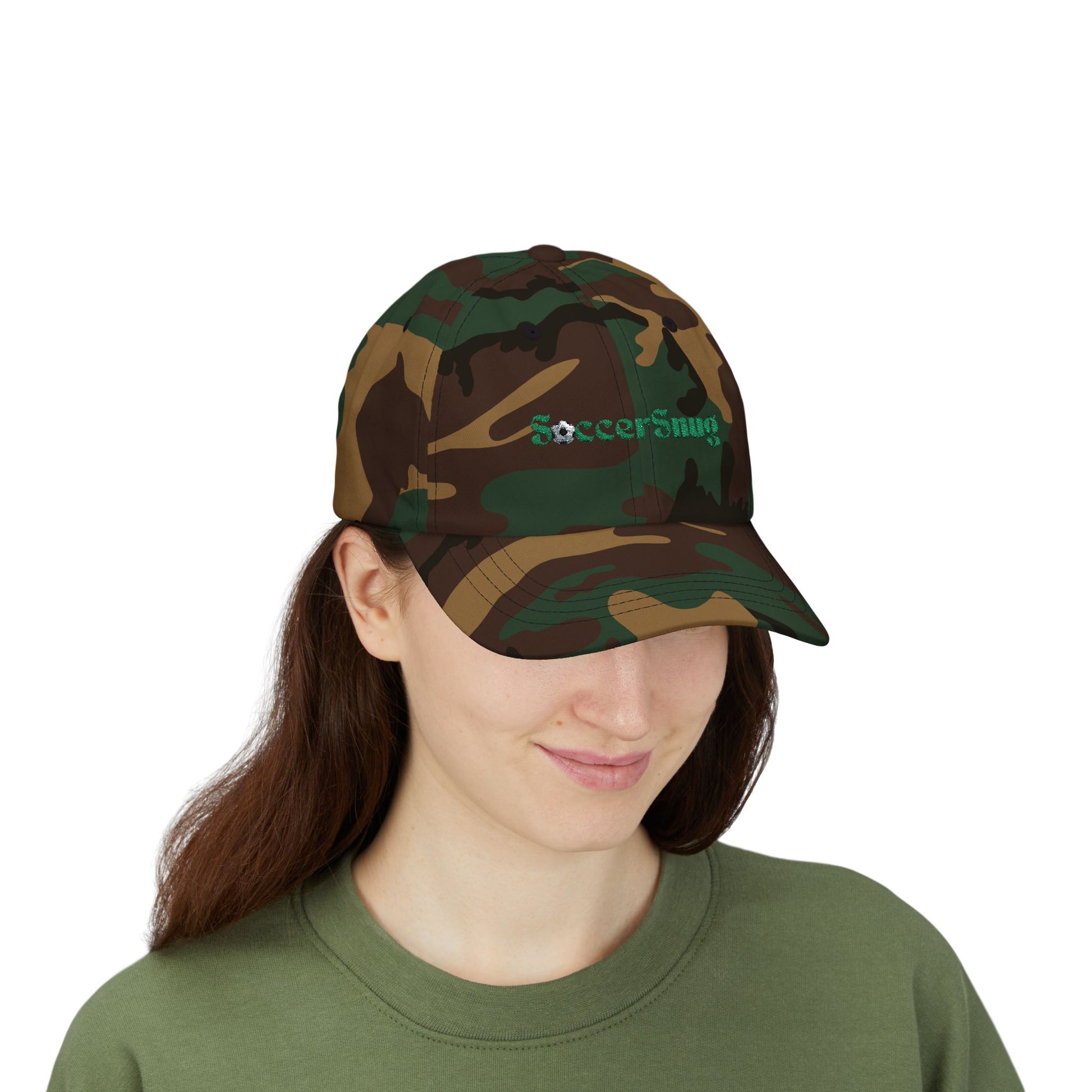 SoccerSnug Embroidered Dad Cap Casual Soccer Fan Baseball Hat by Printify