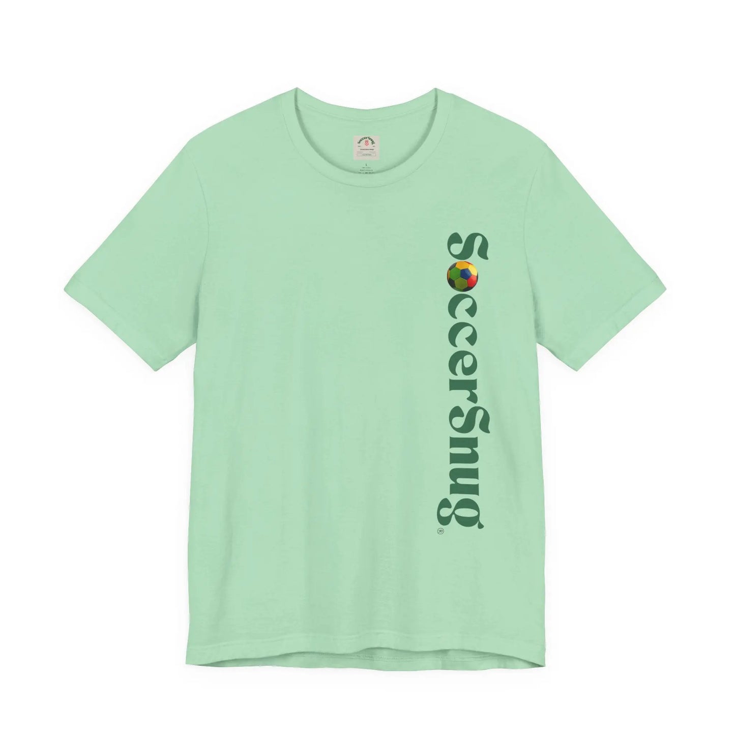 SoccerSnug Vertical Logo Tee Casual Soccer Fan Shirt by Printify