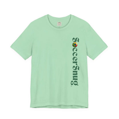 SoccerSnug Vertical Logo Tee Casual Soccer Fan Shirt by Printify