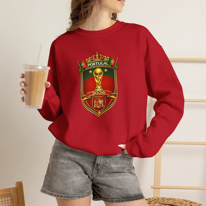 Portugal World Cup 2022 Crest Sweatshirt Midweight Fleece Crewneck by Printify