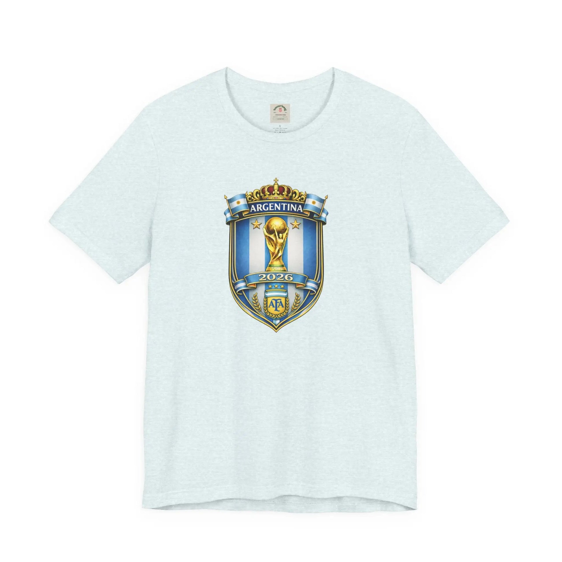 Argentina World Cup Trophy Shield Tee Soccer Fan Jersey by Printify