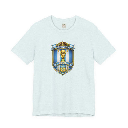 Argentina World Cup Trophy Shield Tee Soccer Fan Jersey by Printify