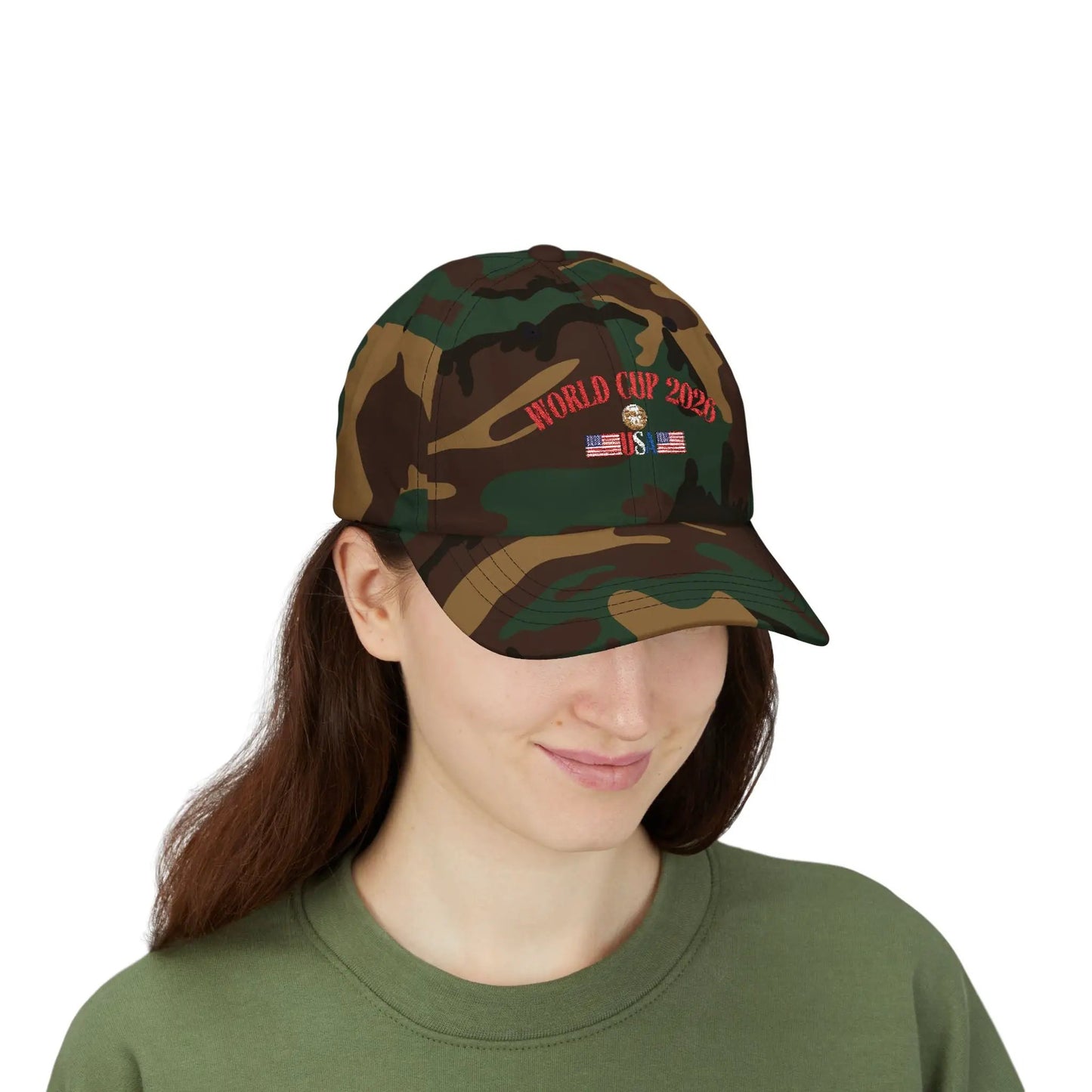 Classic Dad Cap World Cup 2026 USA Soccer Fan Hat With Precurved Visor by Printify