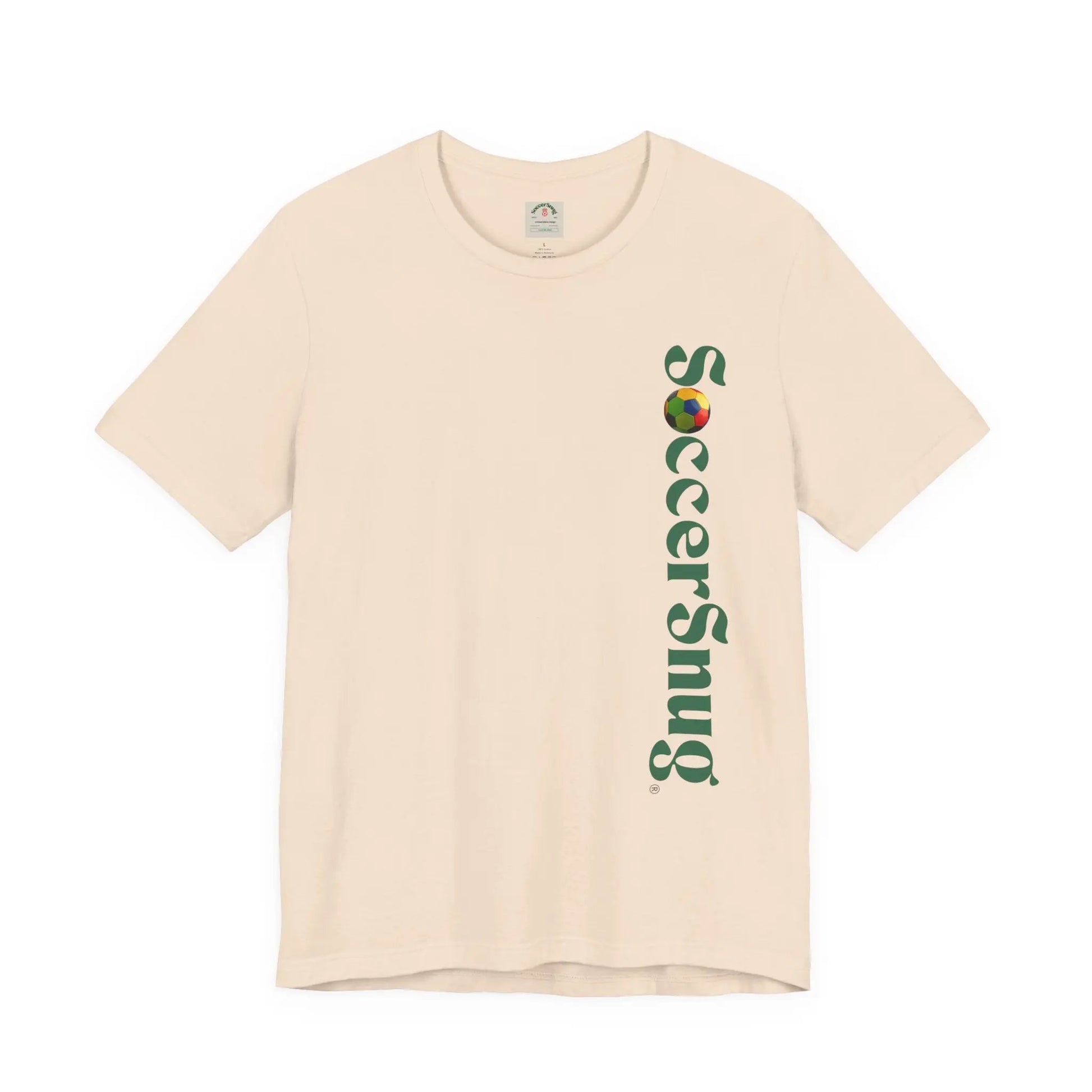 SoccerSnug Vertical Logo Tee Casual Soccer Fan Shirt by Printify