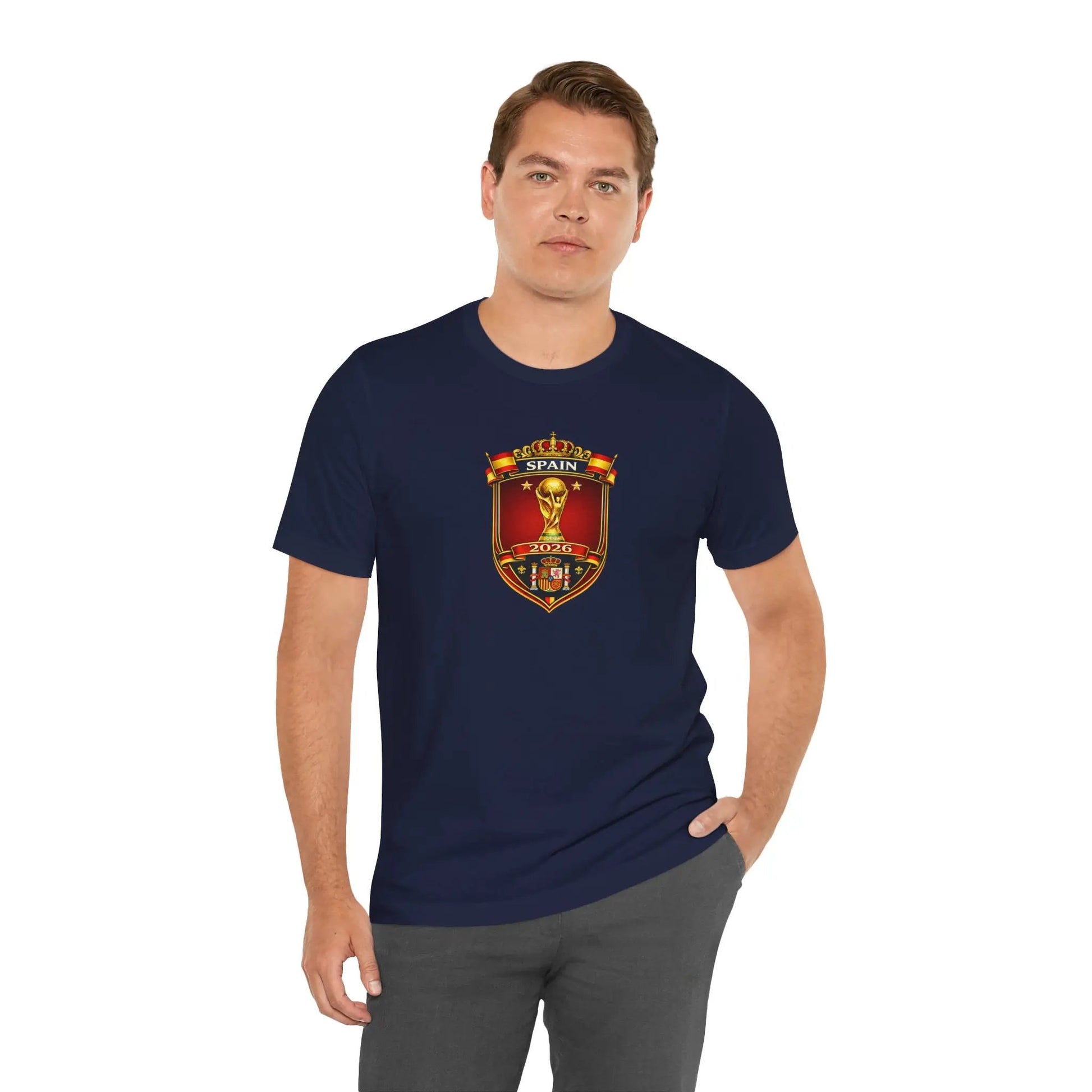 Spain World Cup Crest Soccer Fan Jersey Tee Official by Printify