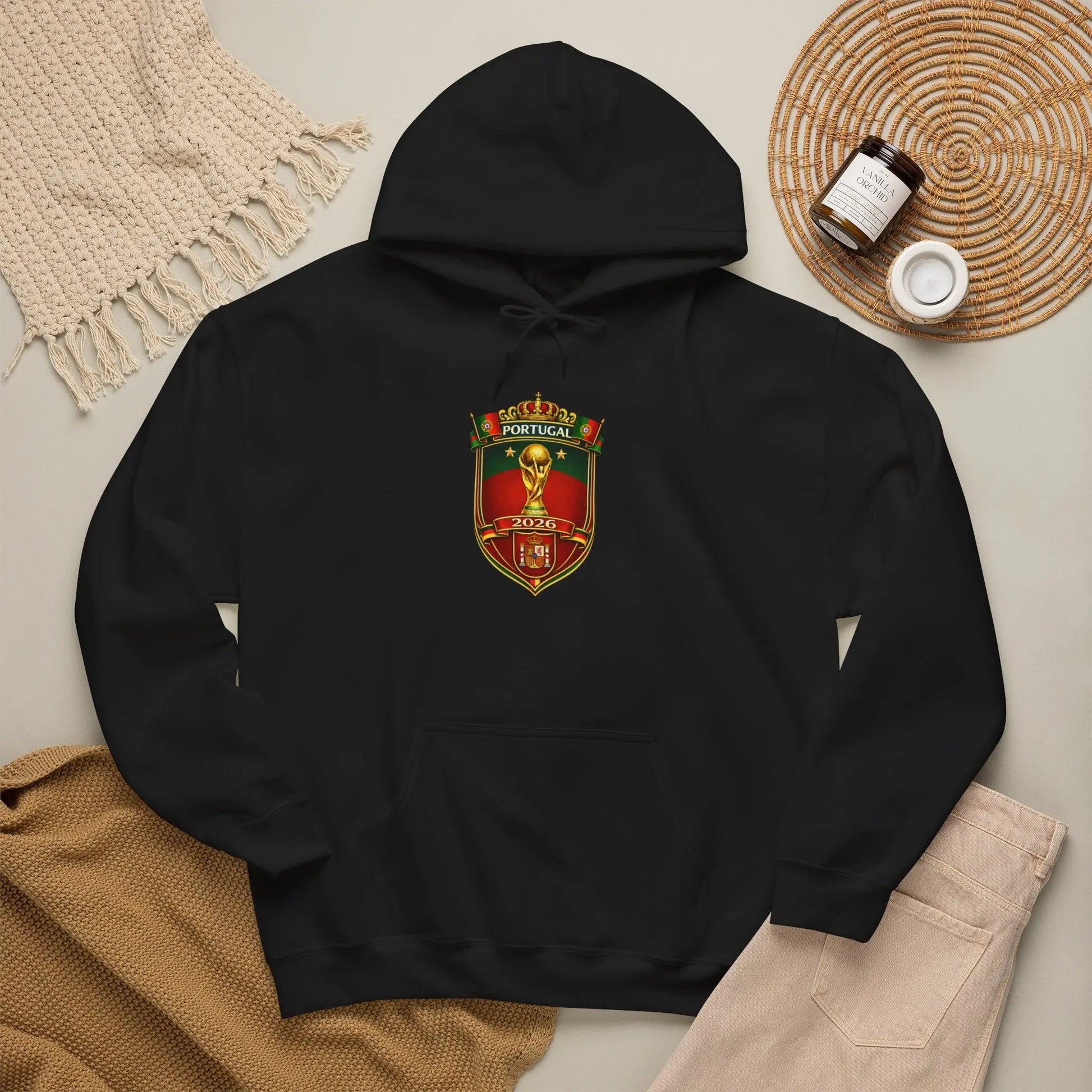 Portugal Football Crest Hoodie — Retro Soccer Emblem Sweatshirt by Printify