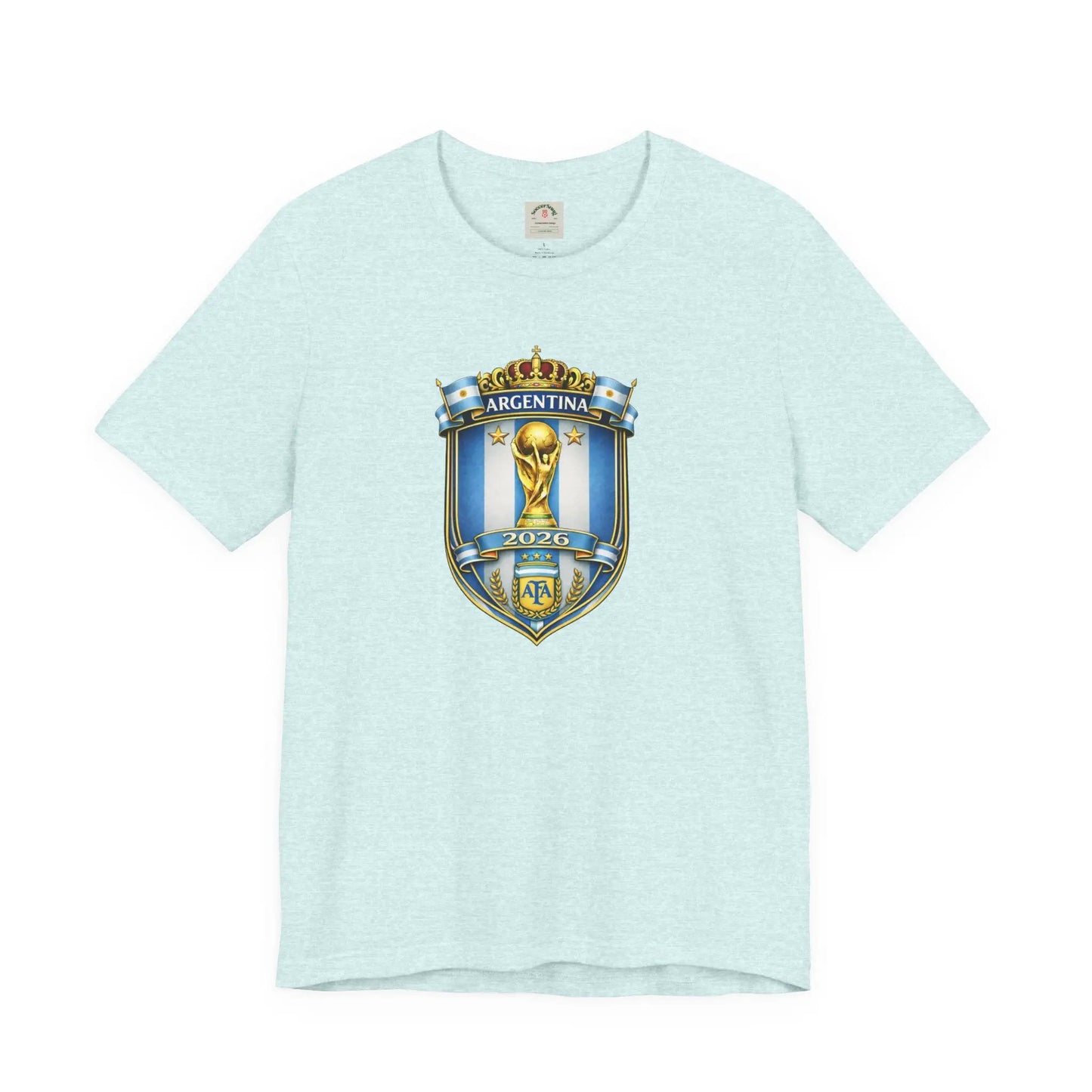 Argentina World Cup Trophy Shield Tee Soccer Fan Jersey by Printify