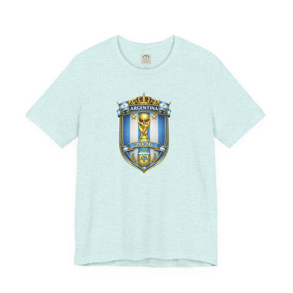 Argentina World Cup Trophy Shield Tee Soccer Fan Jersey by Printify