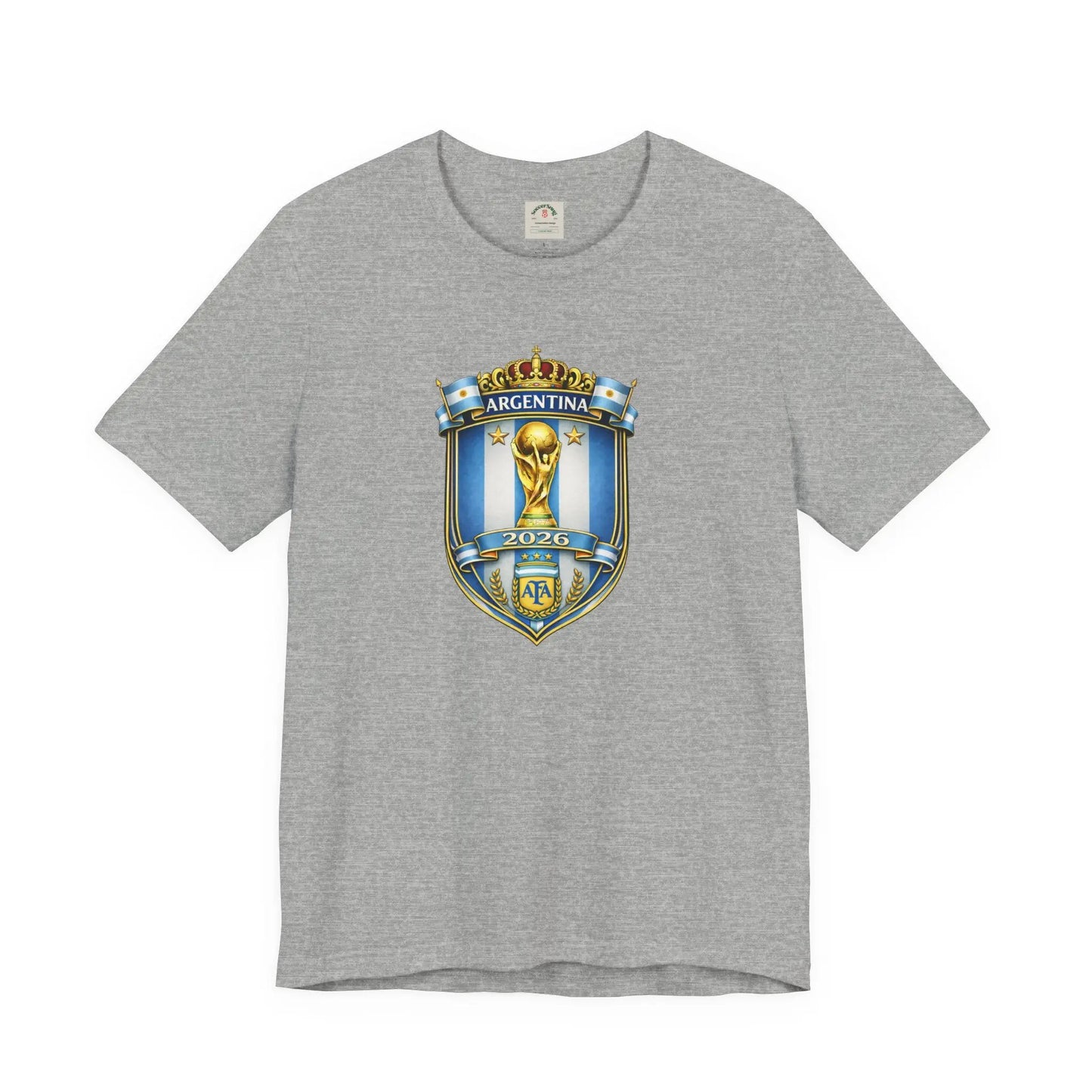 Argentina World Cup Trophy Shield Tee Soccer Fan Jersey by Printify