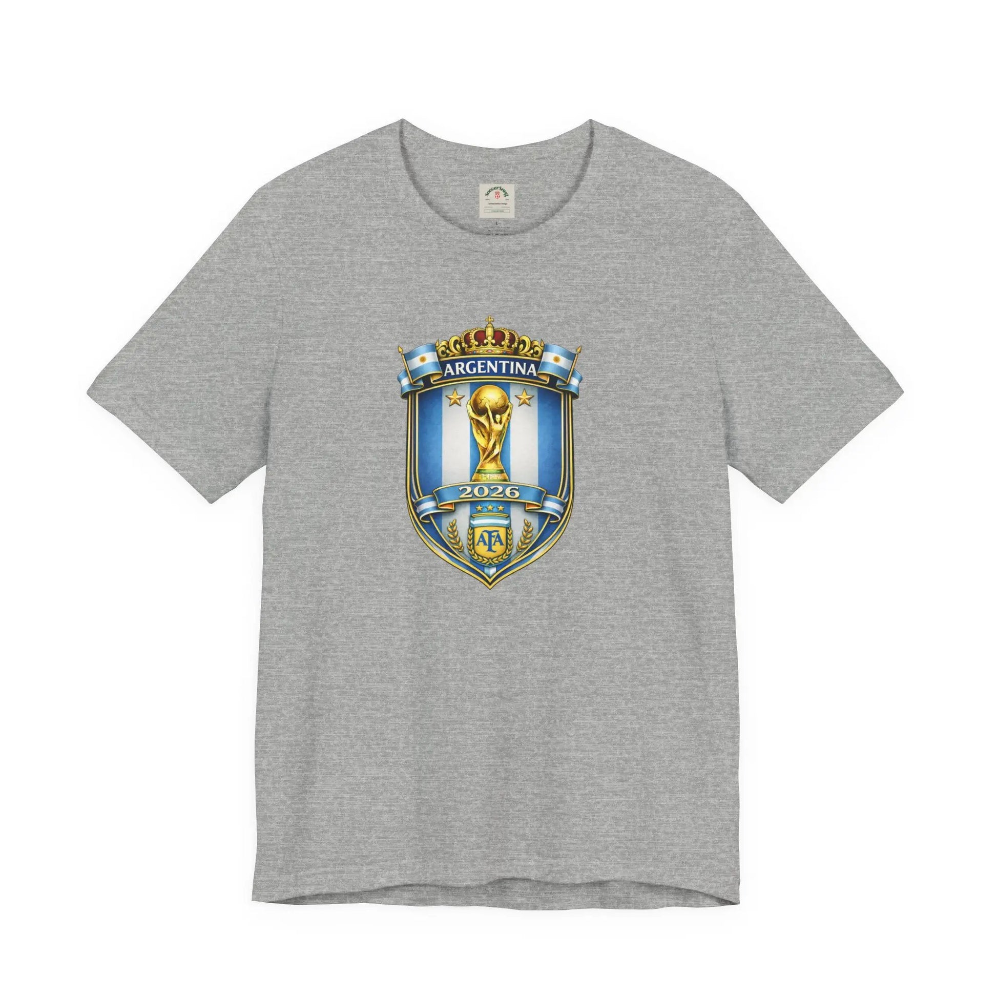 Argentina World Cup Trophy Shield Tee Soccer Fan Jersey by Printify