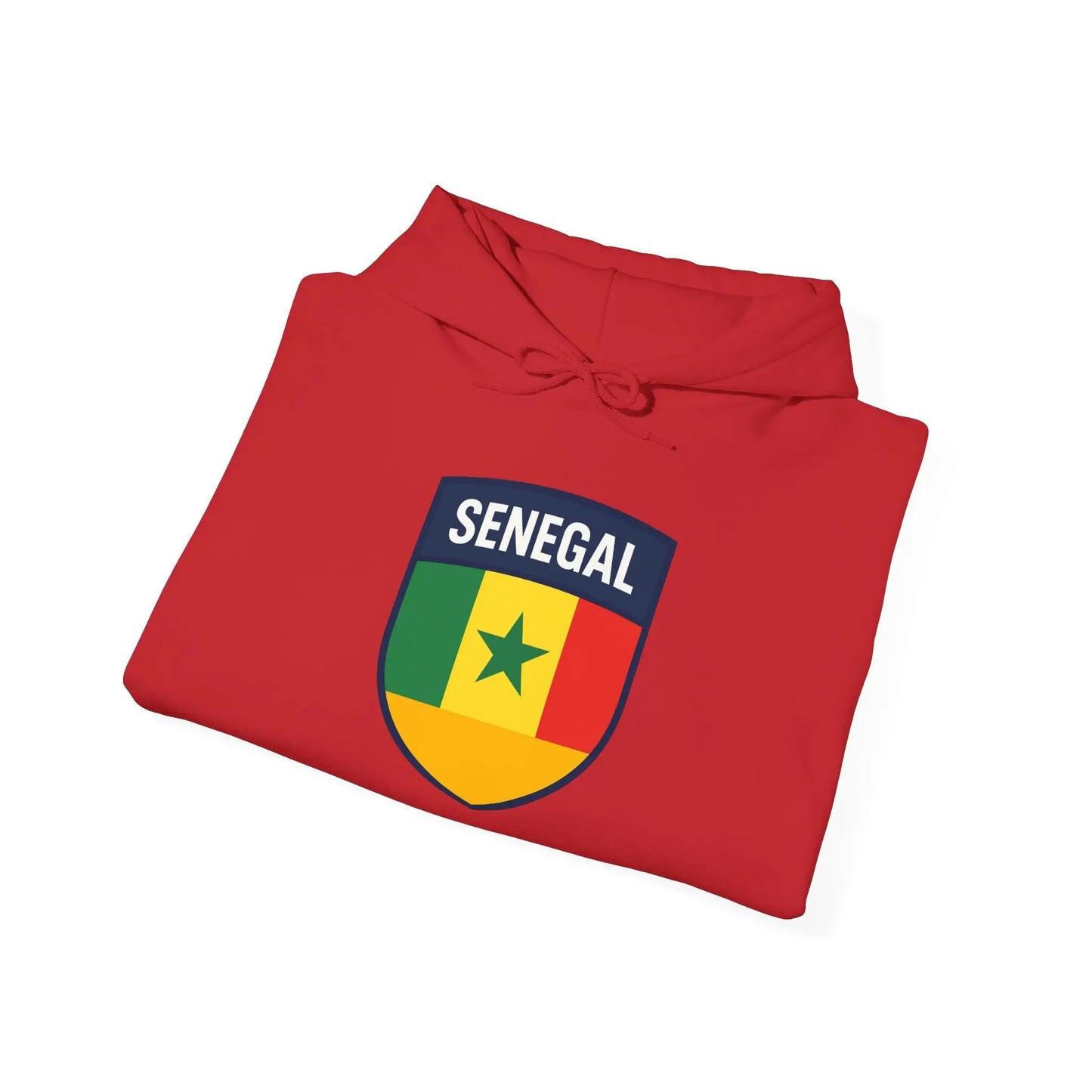 Senegal Flag Crest Hoodie With Shield Emblem For Fans And Travelers by Printify