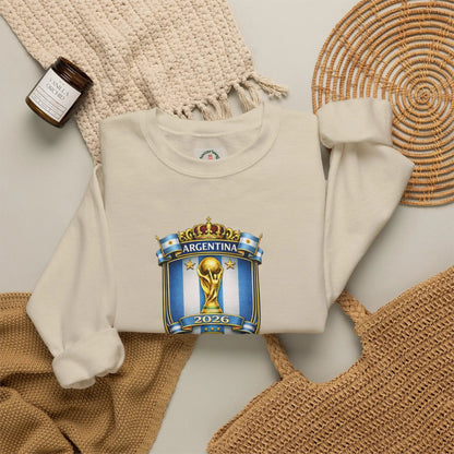 Argentina World Cup Crest Embroidered Crewneck Sweatshirt by Printify