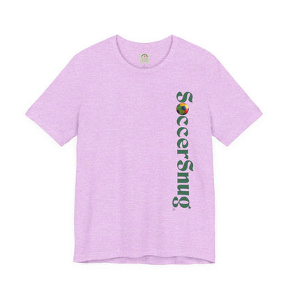 SoccerSnug Vertical Logo Tee Casual Soccer Fan Shirt by Printify