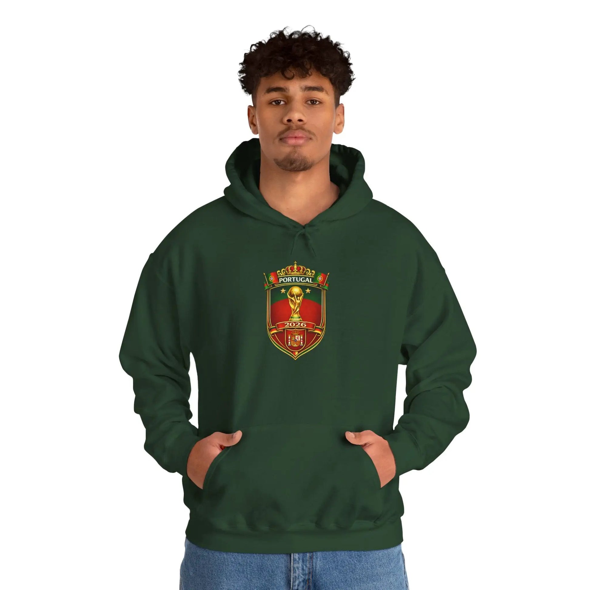 Portugal Football Crest Hoodie — Retro Soccer Emblem Sweatshirt by Printify