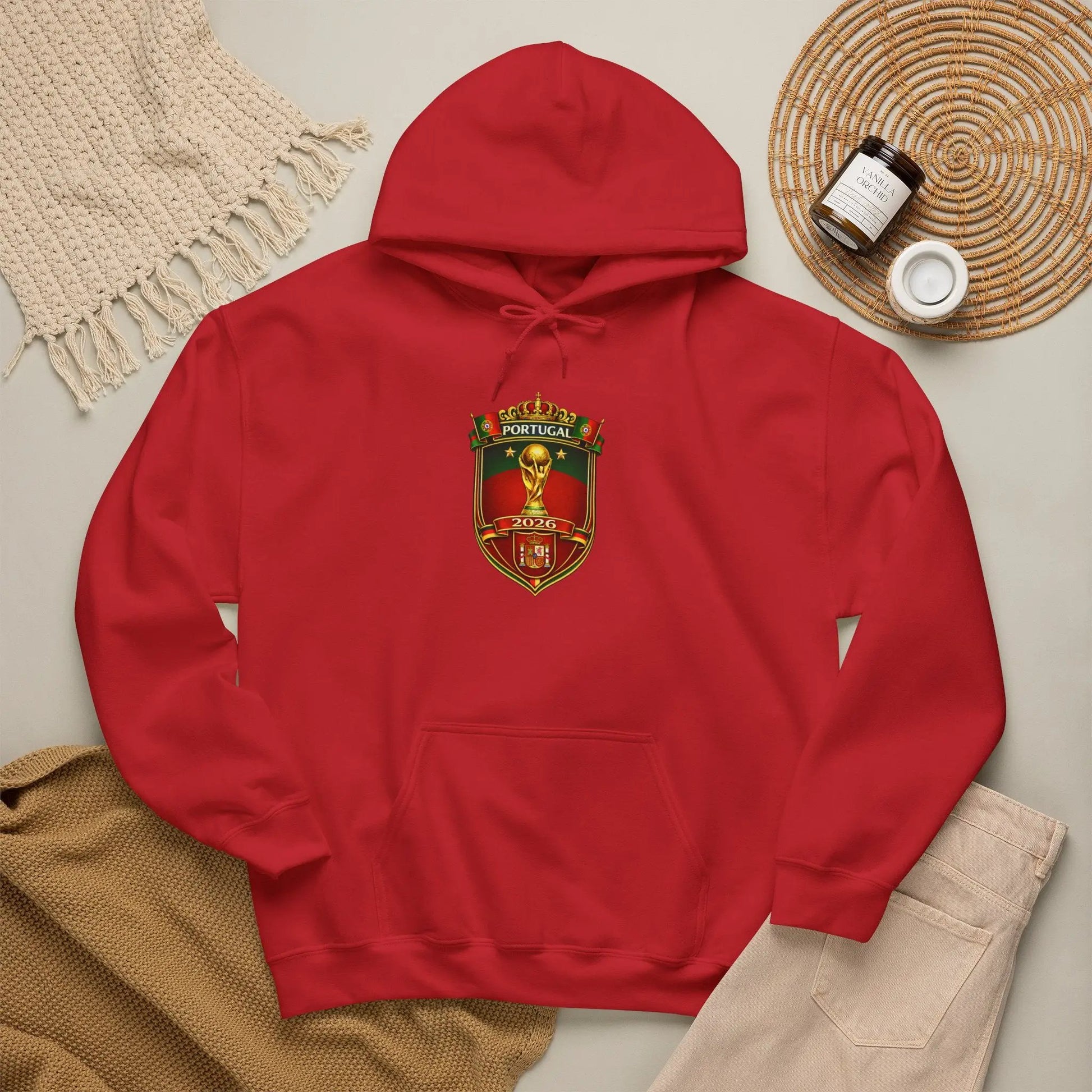 Portugal Football Crest Hoodie — Retro Soccer Emblem Sweatshirt by Printify