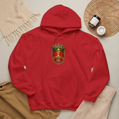Portugal Football Crest Hoodie — Retro Soccer Emblem Sweatshirt by Printify