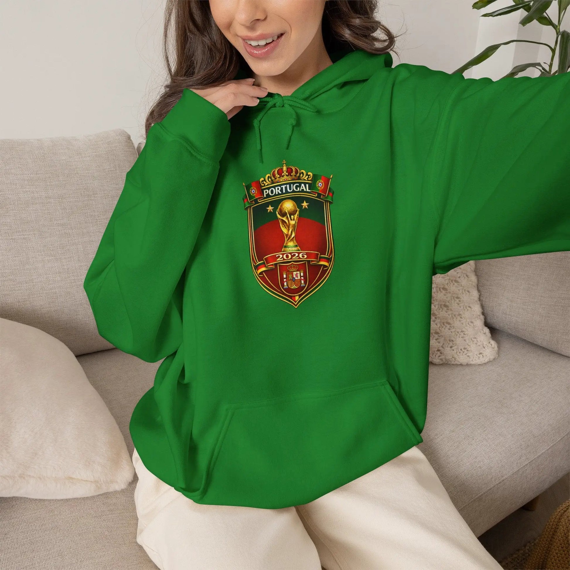 Portugal Football Crest Hoodie — Retro Soccer Emblem Sweatshirt by Printify