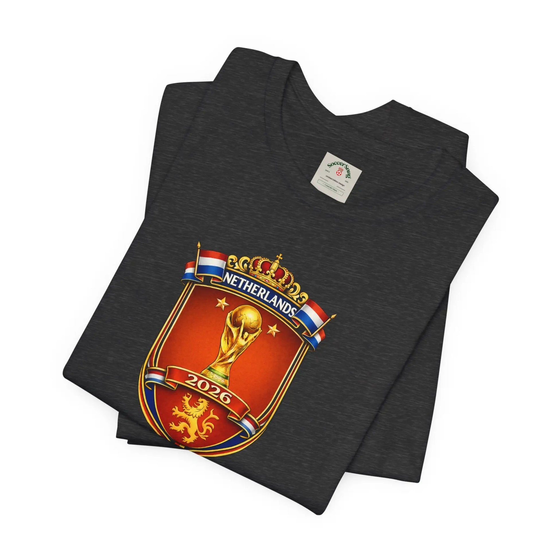Netherlands World Cup 2026 Soccer Crest Tee Shirt Lions by Printify