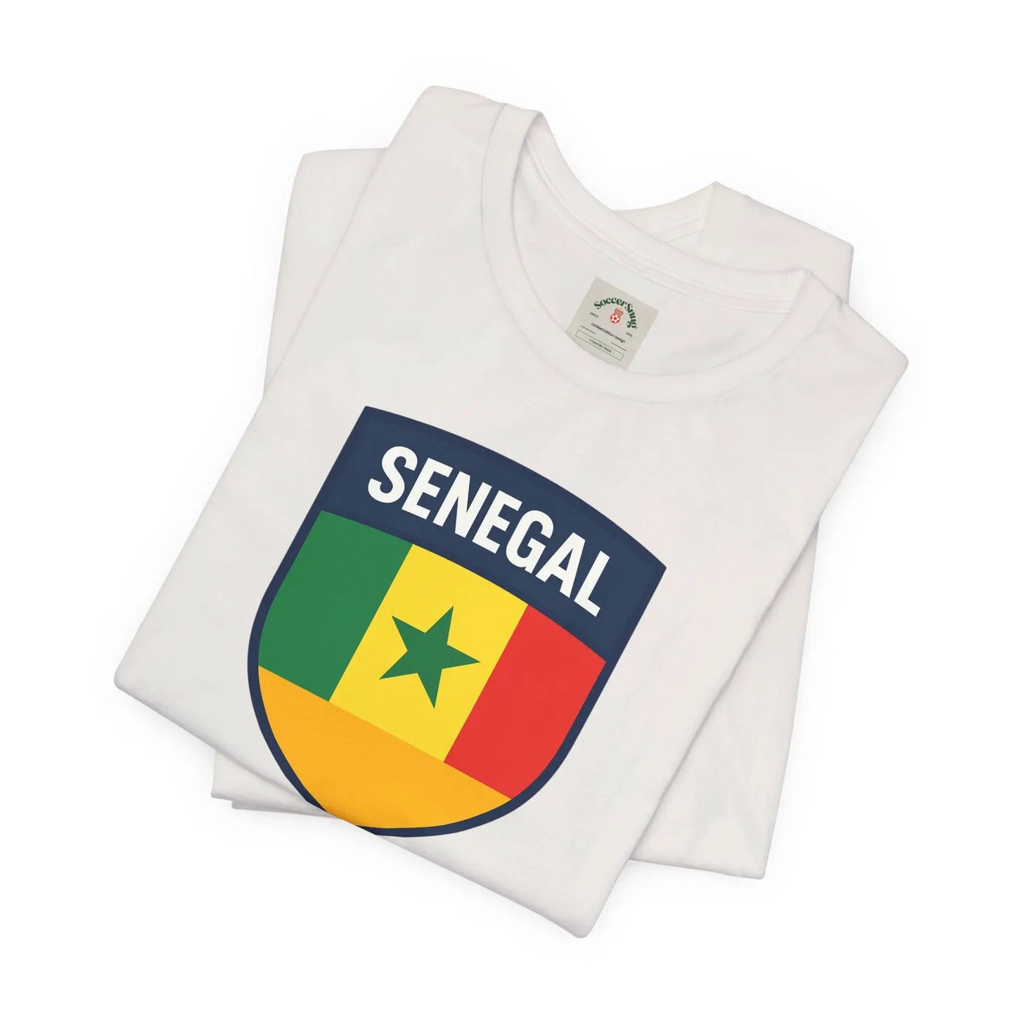 Senegal Flag Shield T Shirt Crest Tee For Fans Pride Soft Breathable by Printify