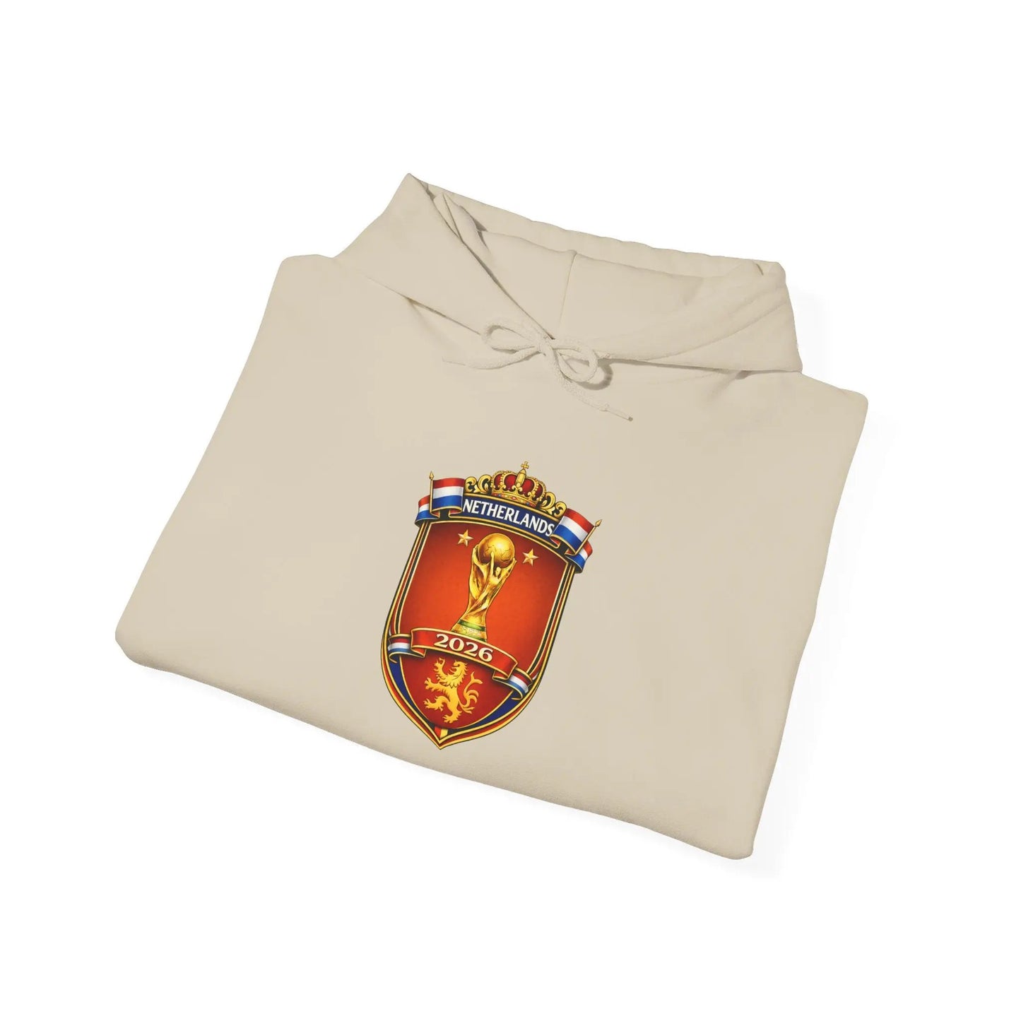 Netherland World Cup 2026 Crest Hoodie — Lion Shield Emblem Hooded Sweatshirt by Printify