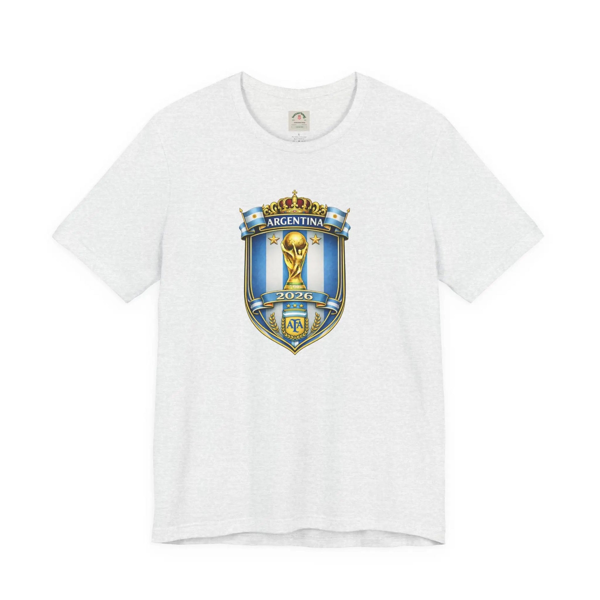 Argentina World Cup Trophy Shield Tee Soccer Fan Jersey by Printify