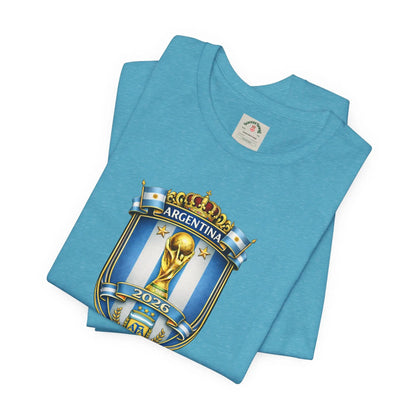 Argentina World Cup Trophy Shield Tee Soccer Fan Jersey by Printify
