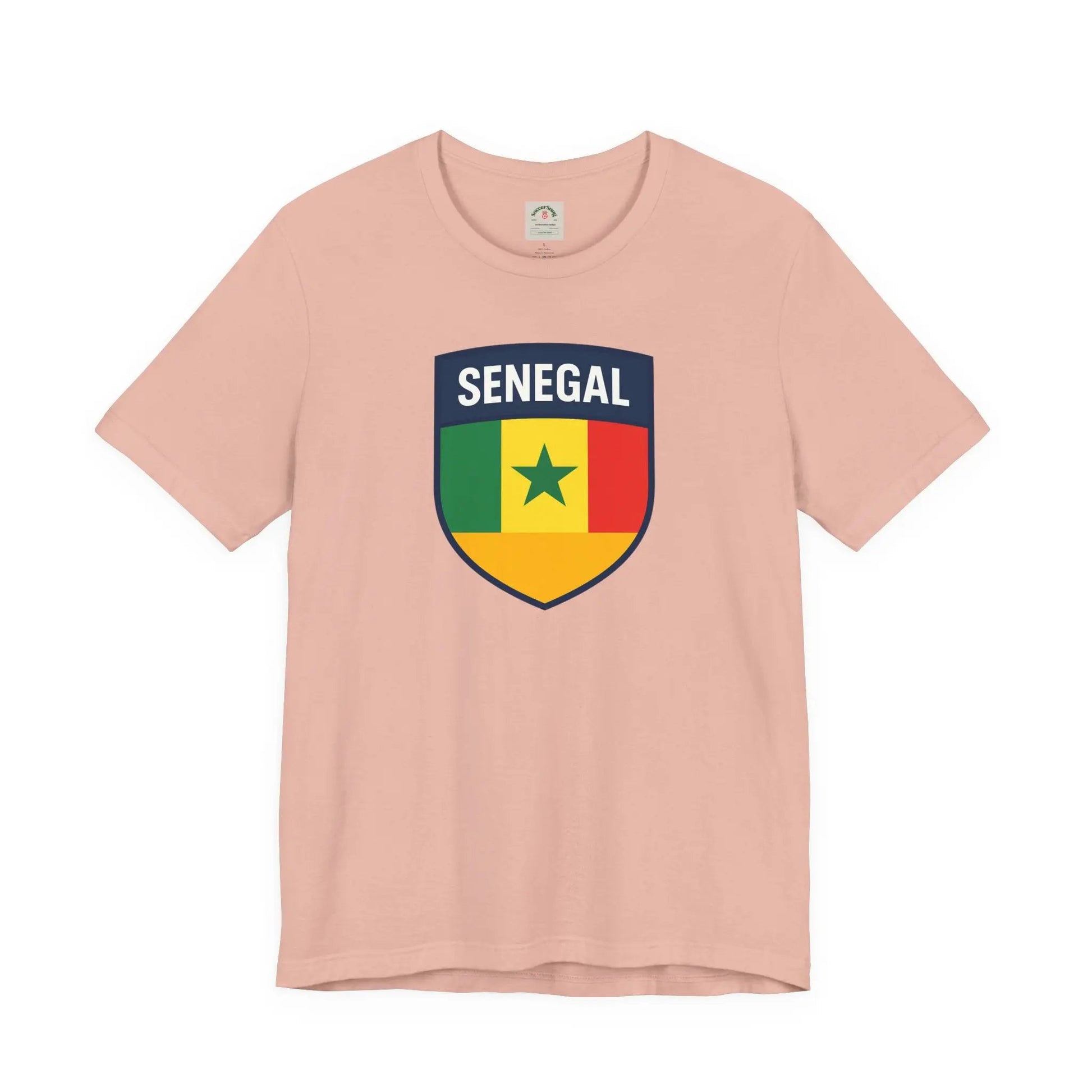 Senegal Flag Shield T Shirt Crest Tee For Fans Pride Soft Breathable by Printify