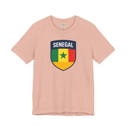 Senegal Flag Shield T Shirt Crest Tee For Fans Pride Soft Breathable by Printify