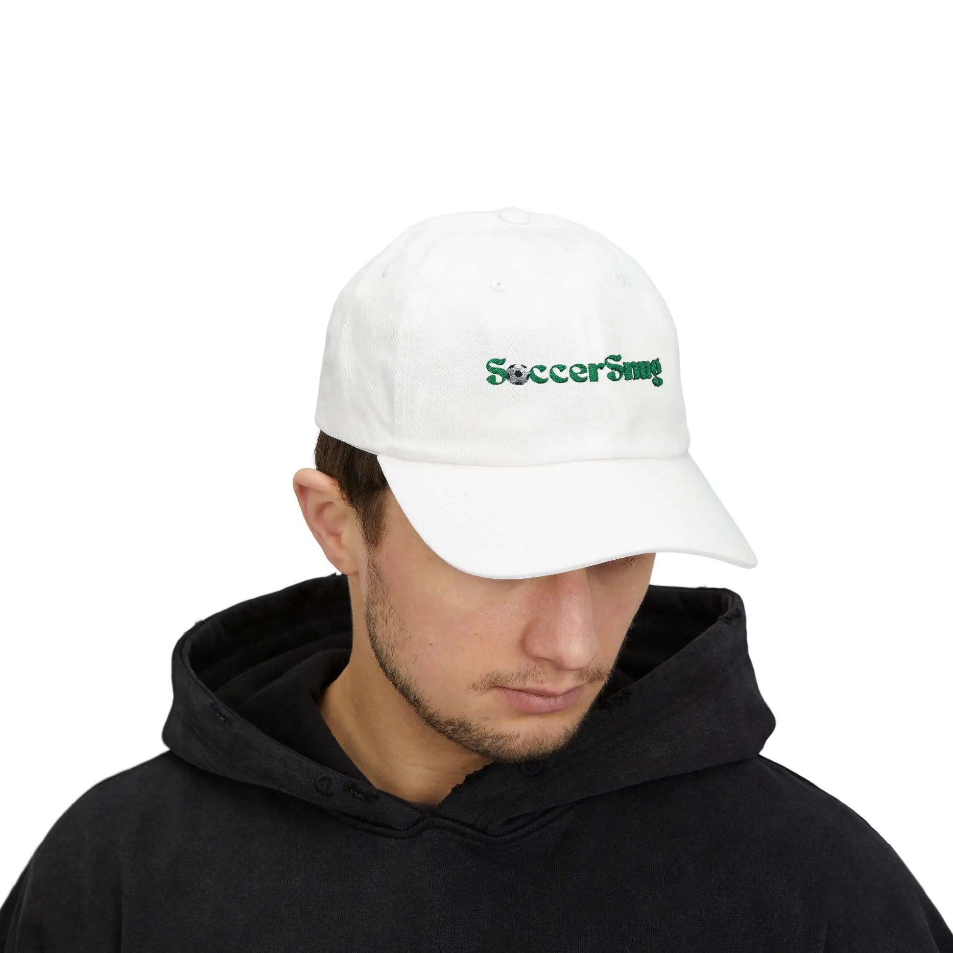 SoccerSnug Embroidered Dad Cap Casual Soccer Fan Baseball Hat by Printify