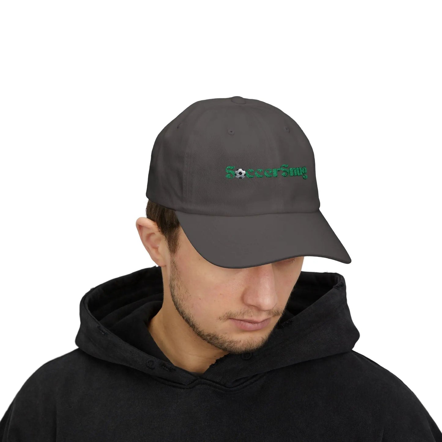 SoccerSnug Embroidered Dad Cap Casual Soccer Fan Baseball Hat by Printify