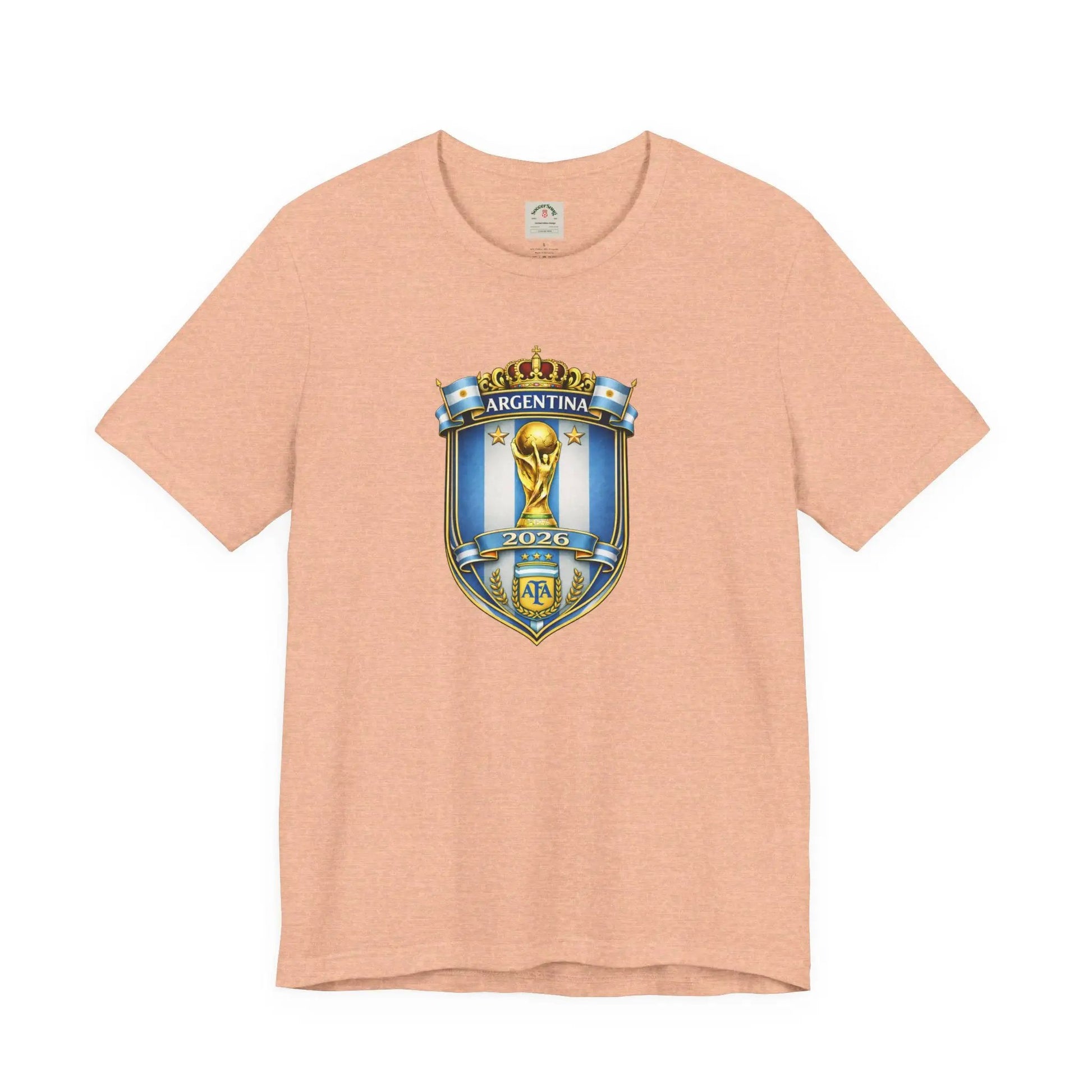 Argentina World Cup Trophy Shield Tee Soccer Fan Jersey by Printify