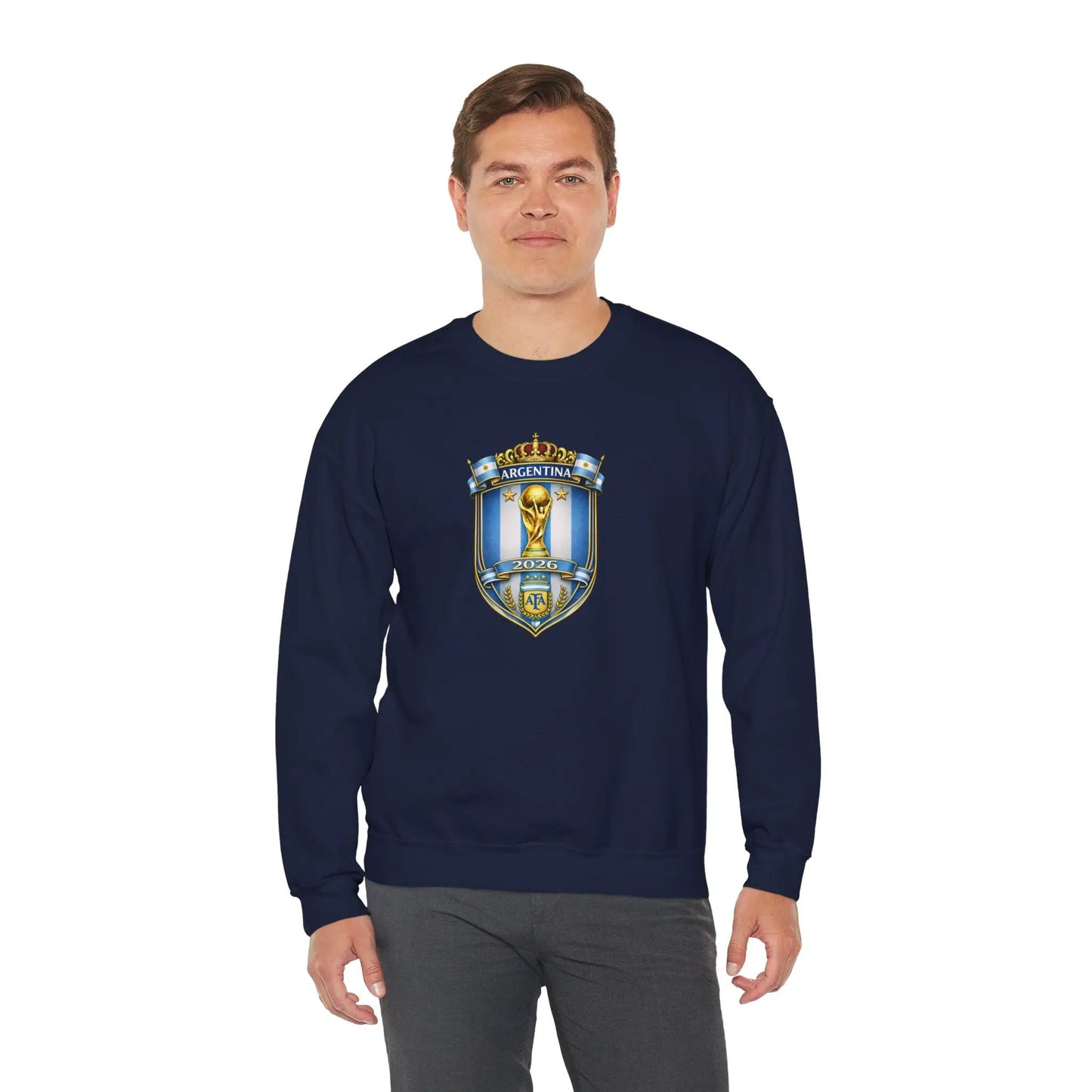 Argentina World Cup Crest Embroidered Crewneck Sweatshirt by Printify