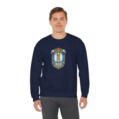Argentina World Cup Crest Embroidered Crewneck Sweatshirt by Printify